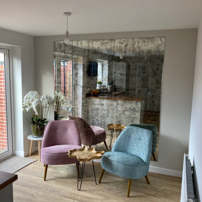 Home Feature Wall using antique Mirror Tiles