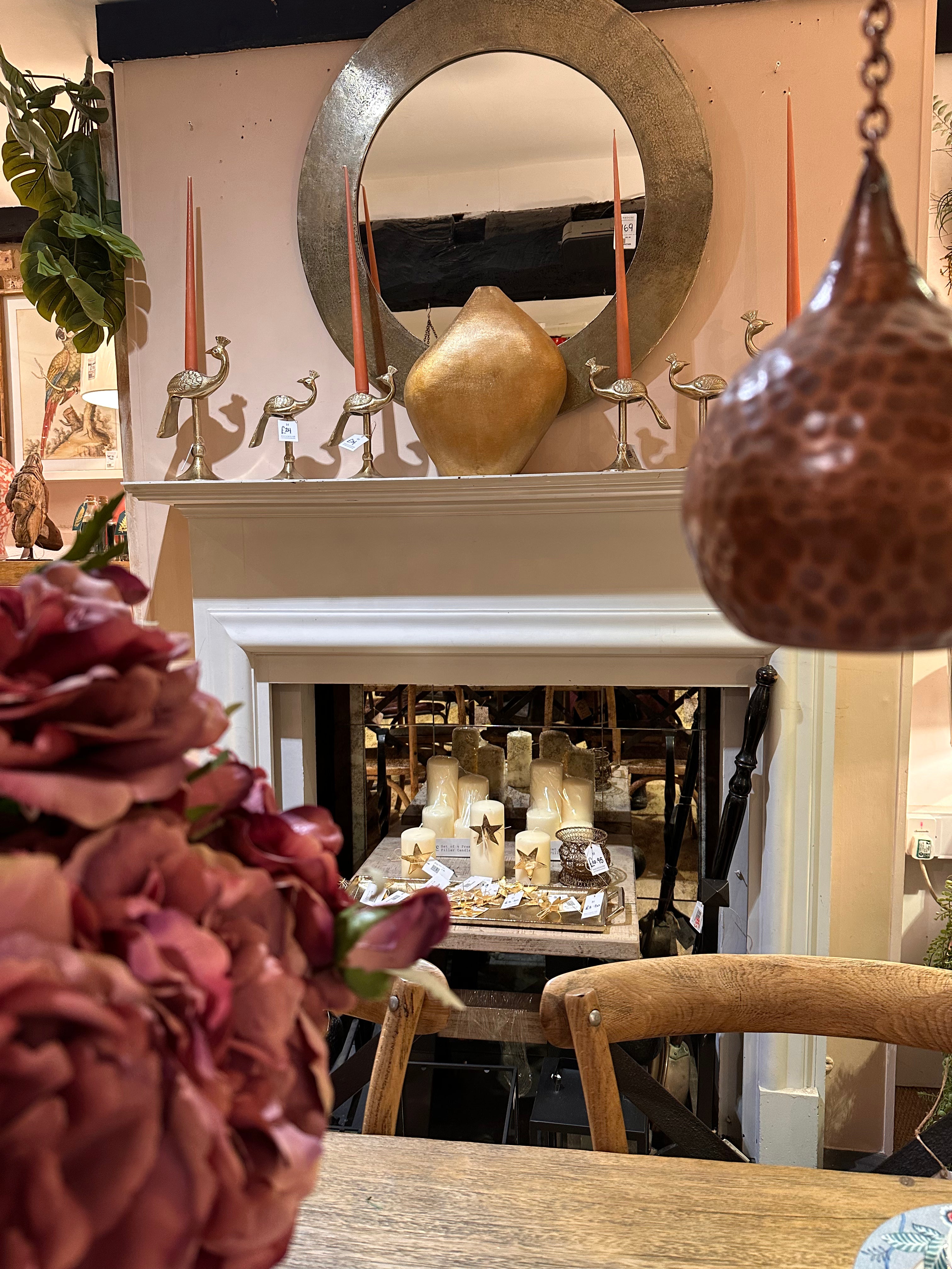 Fireplace with Antique Mirror Tiles Insert