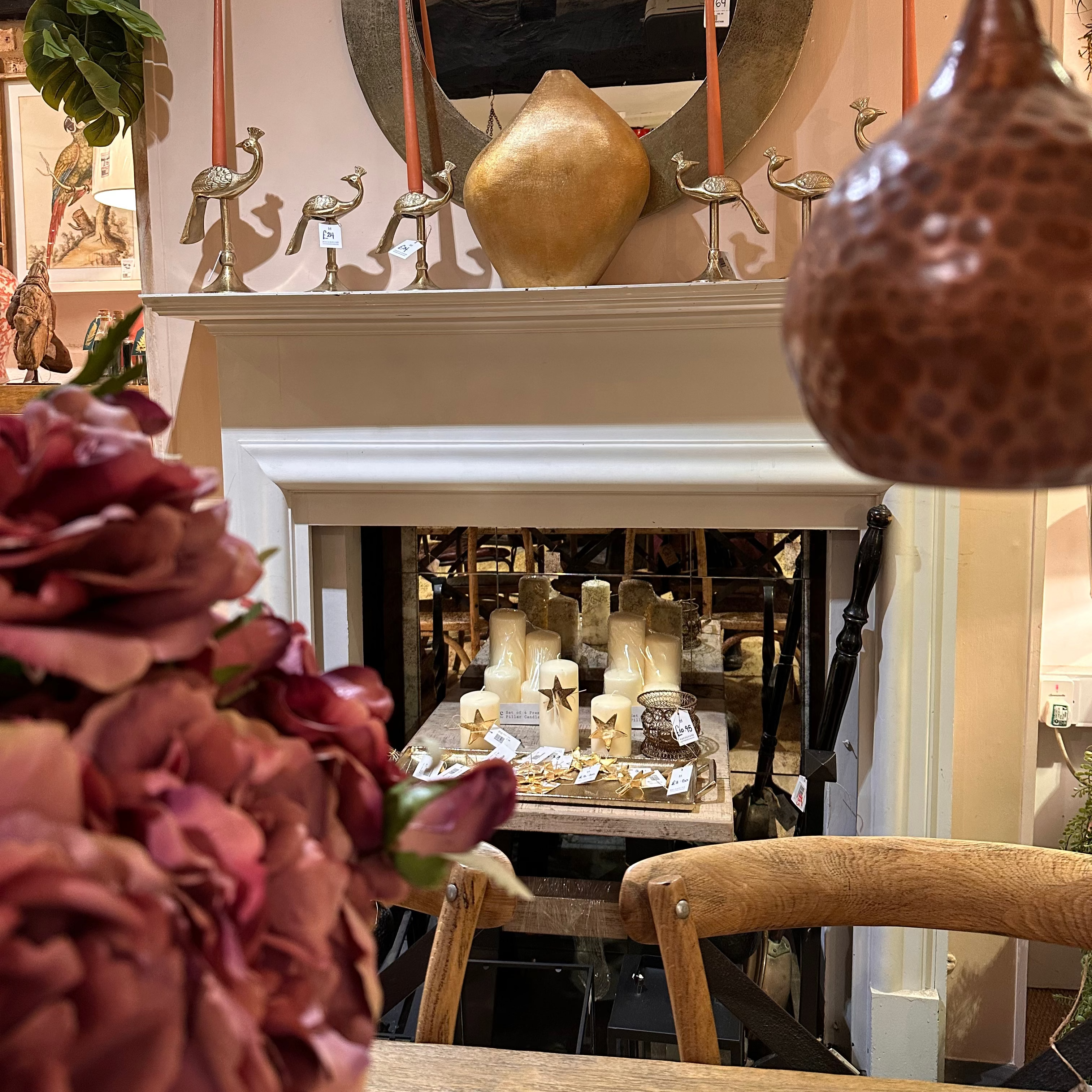 Fireplace with Antique Mirror Tiles Insert