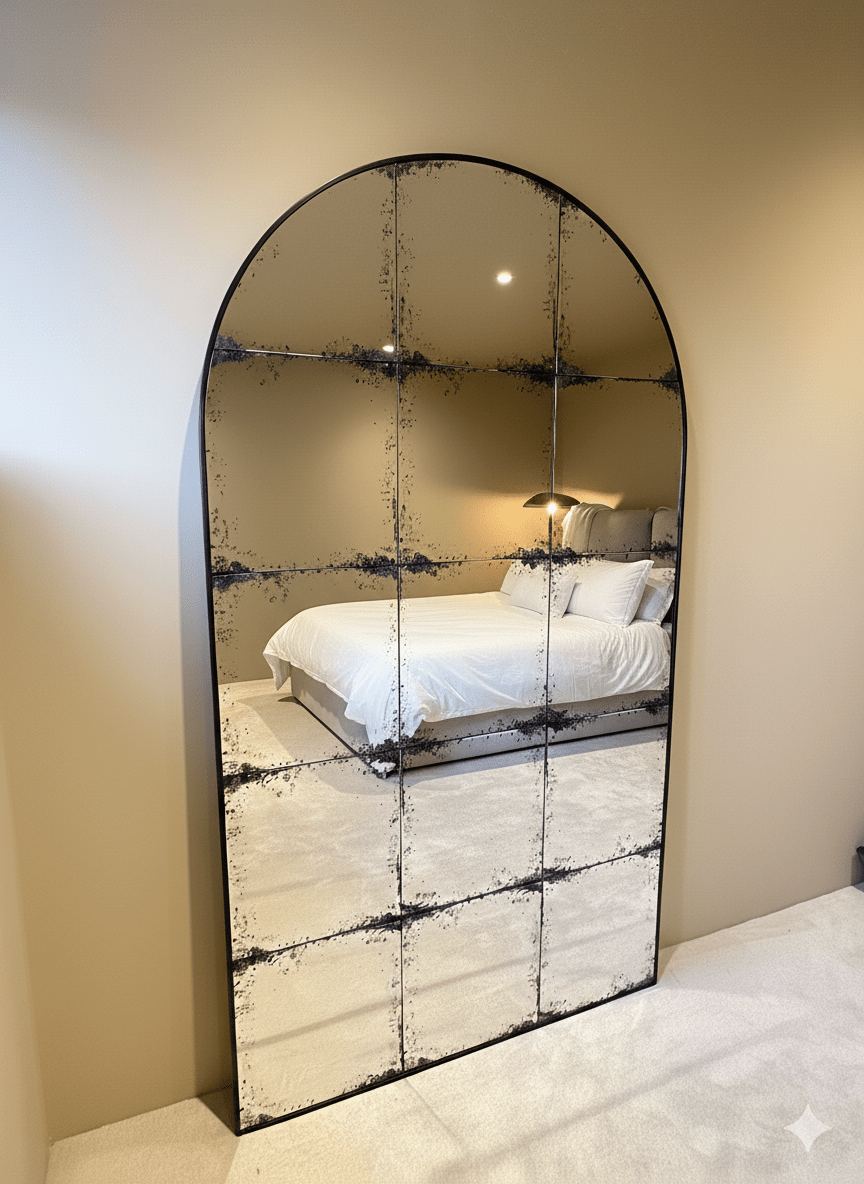 CONSTANTINE ANTIQUED FULL LENGTH ARCH MIRROR 180cm x 100cm - Retro Reflections
