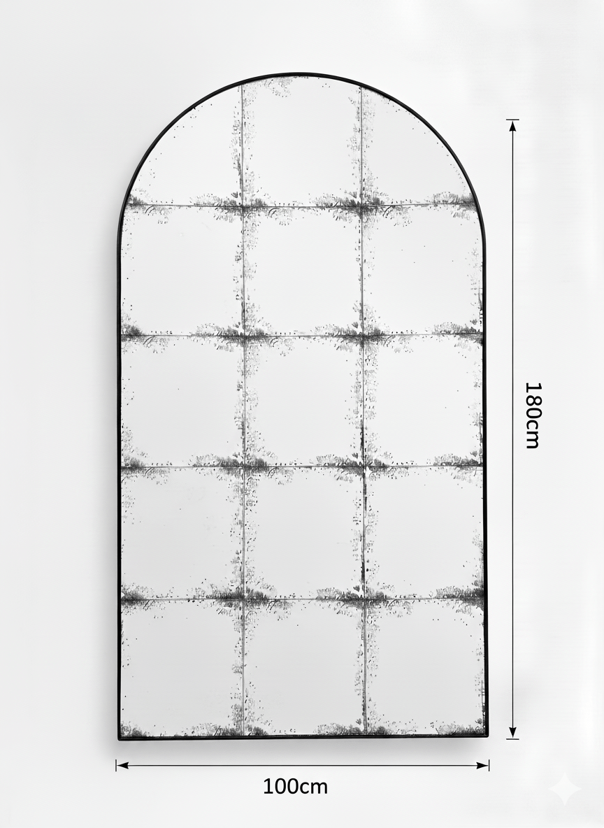 CONSTANTINE ANTIQUED FULL LENGTH ARCH MIRROR 180cm x 100cm - Retro Reflections