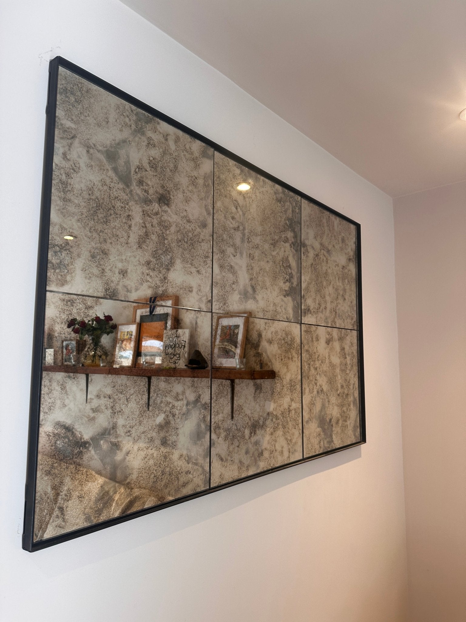 handmade 6 panel steel framed antique mirror UK interior