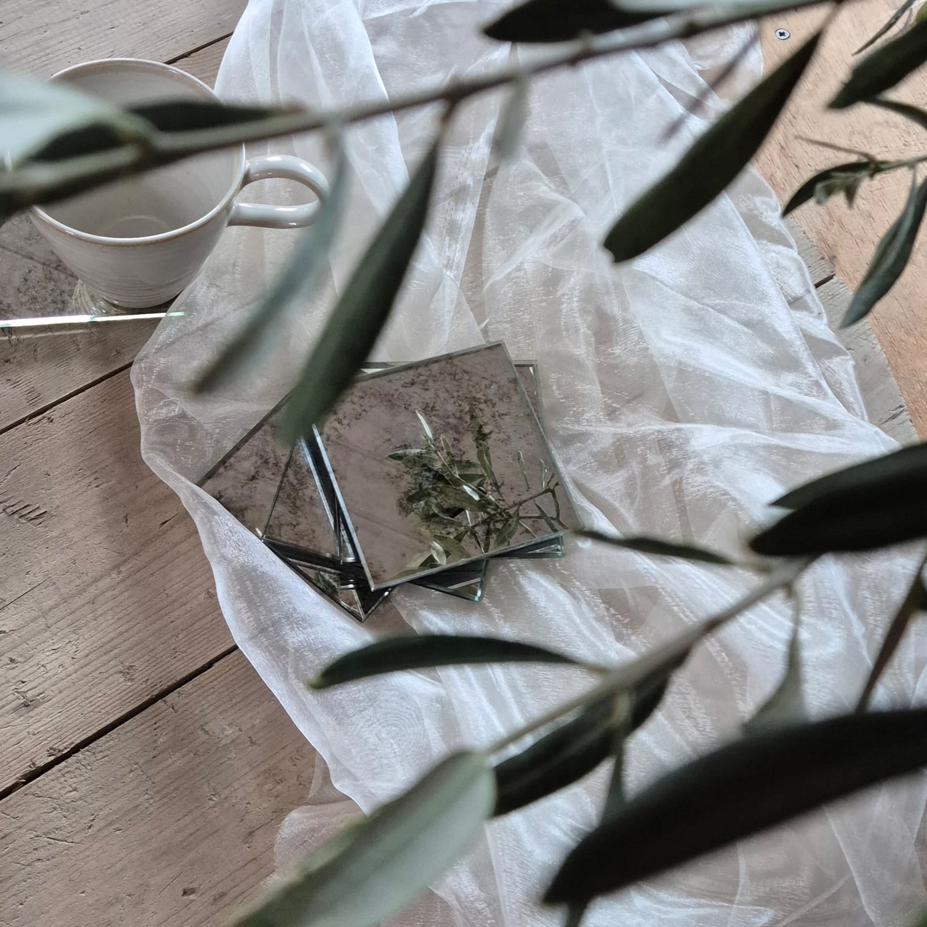 Handcrafted Antique Mirror Tile Coasters - Retro Reflections